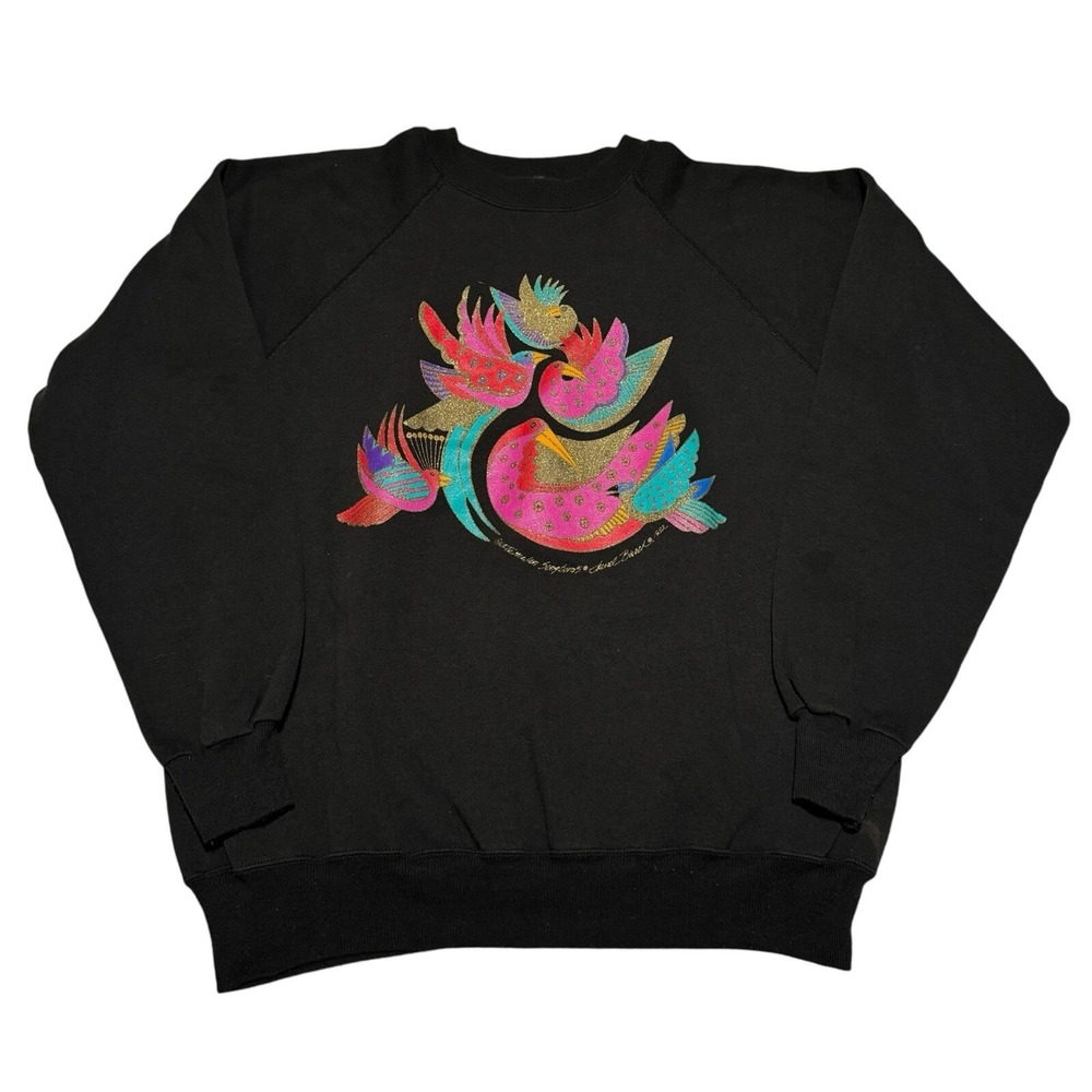 Vintage 1992 Laurel Birch Nature Glittery Art Raglan Sweatshirt Women's XL
